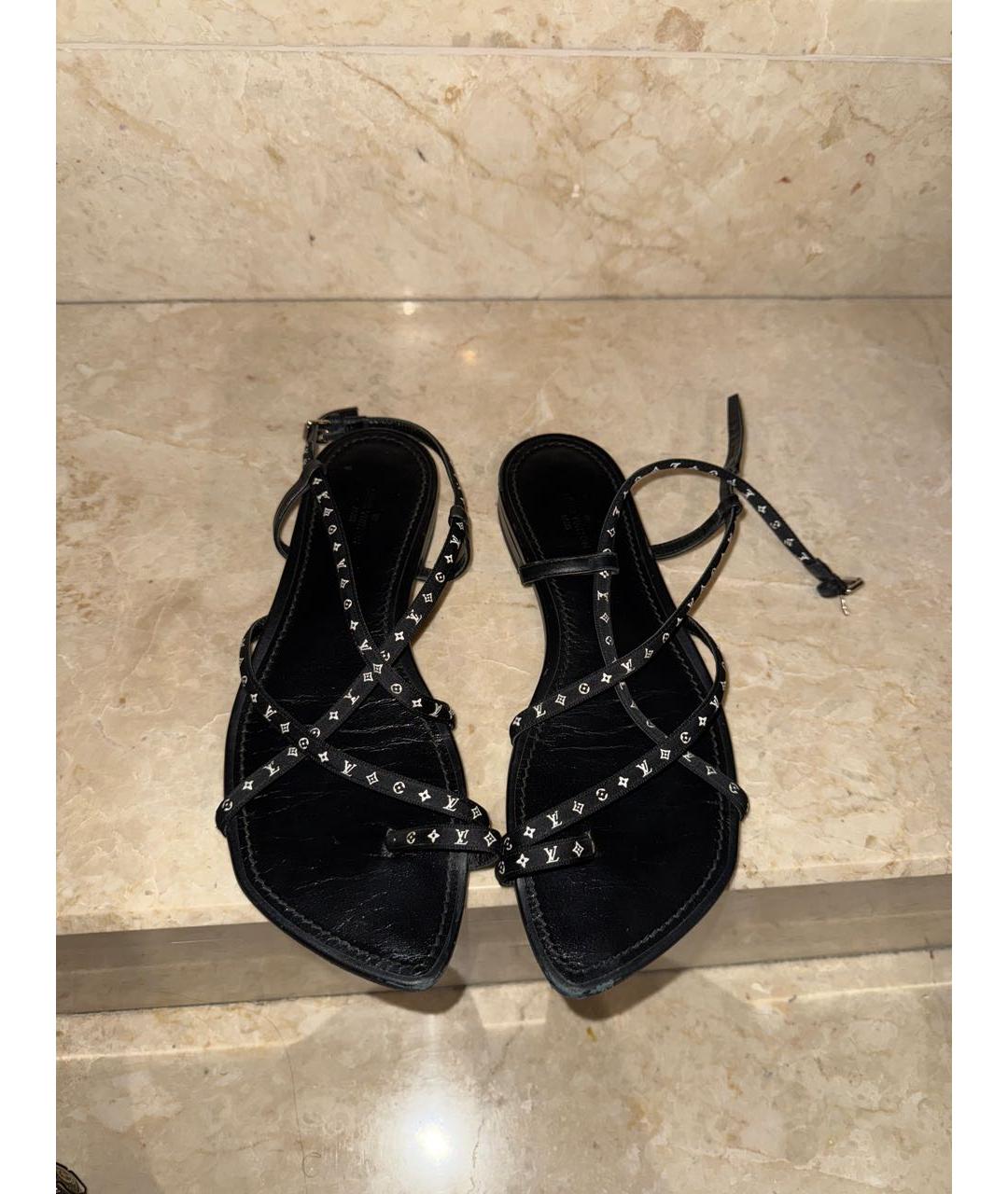 LOUIS VUITTON Черные кожаные сандалии, фото 7