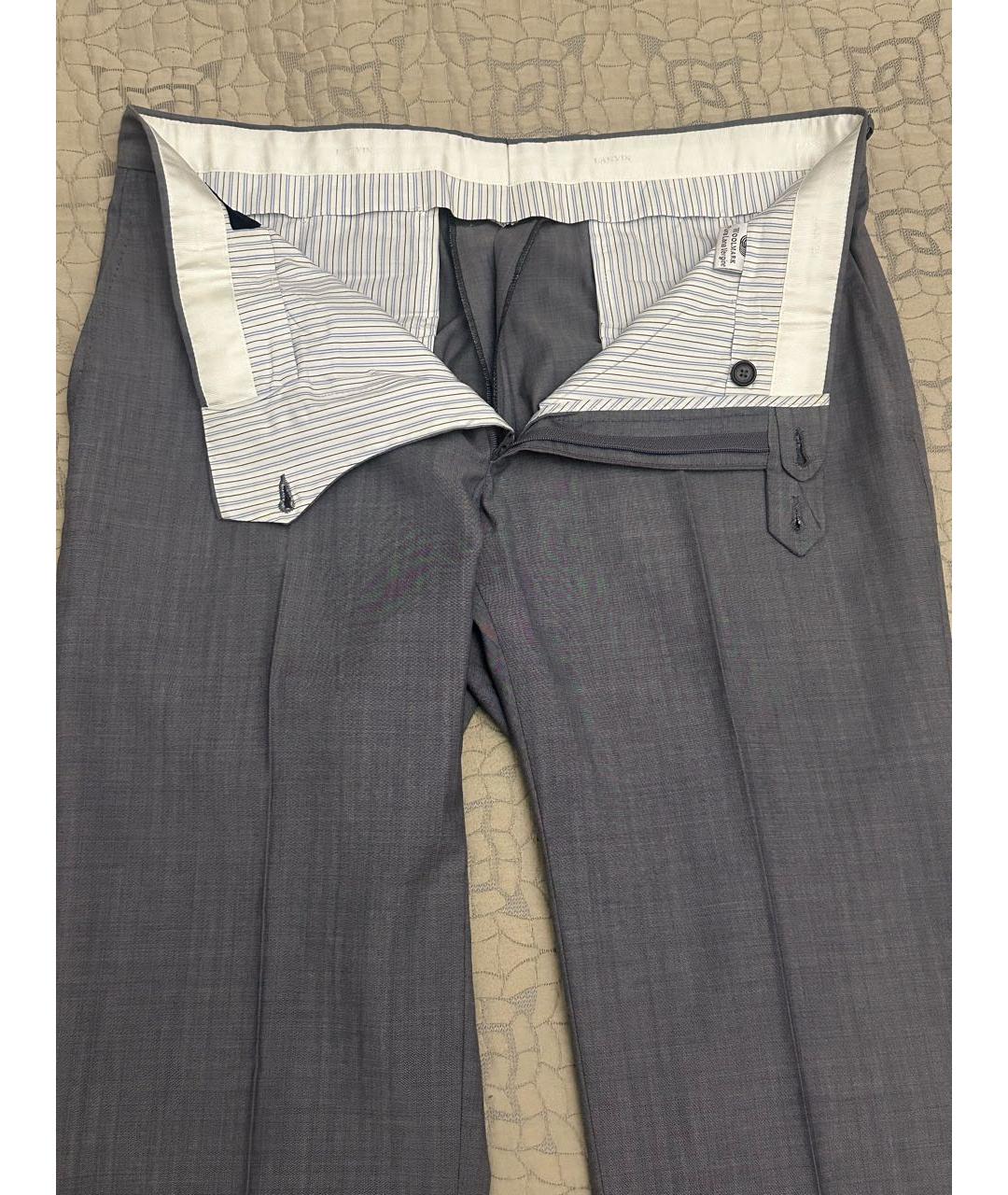 LANVIN Бежевые шерстяные классические брюки, фото 3