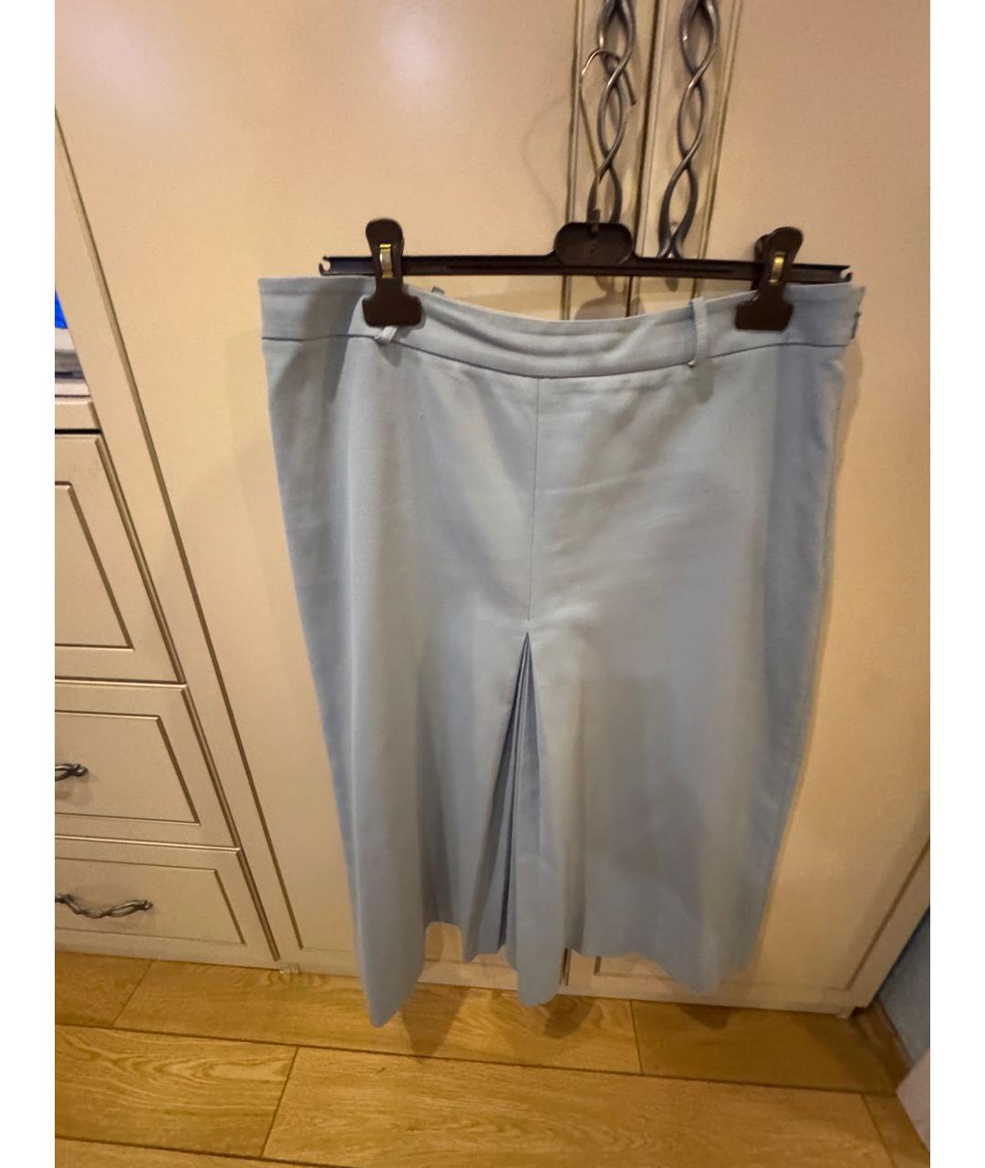 LORO PIANA Голубая хлопковая юбка миди, фото 2