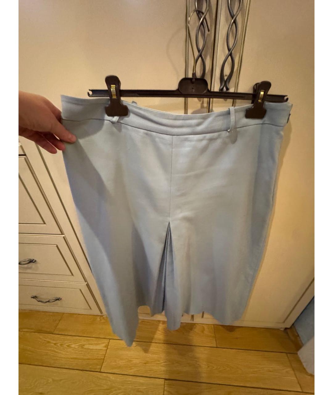 LORO PIANA Голубая хлопковая юбка миди, фото 8