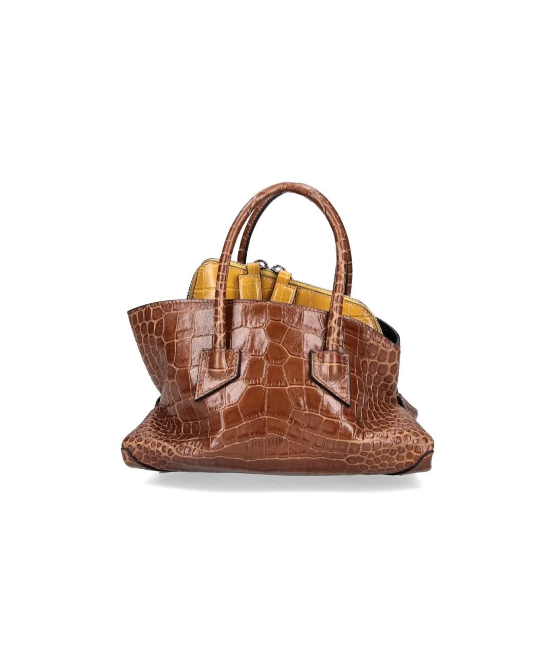 THE ATTICO Коричневая кожаная сумка тоут, фото 1