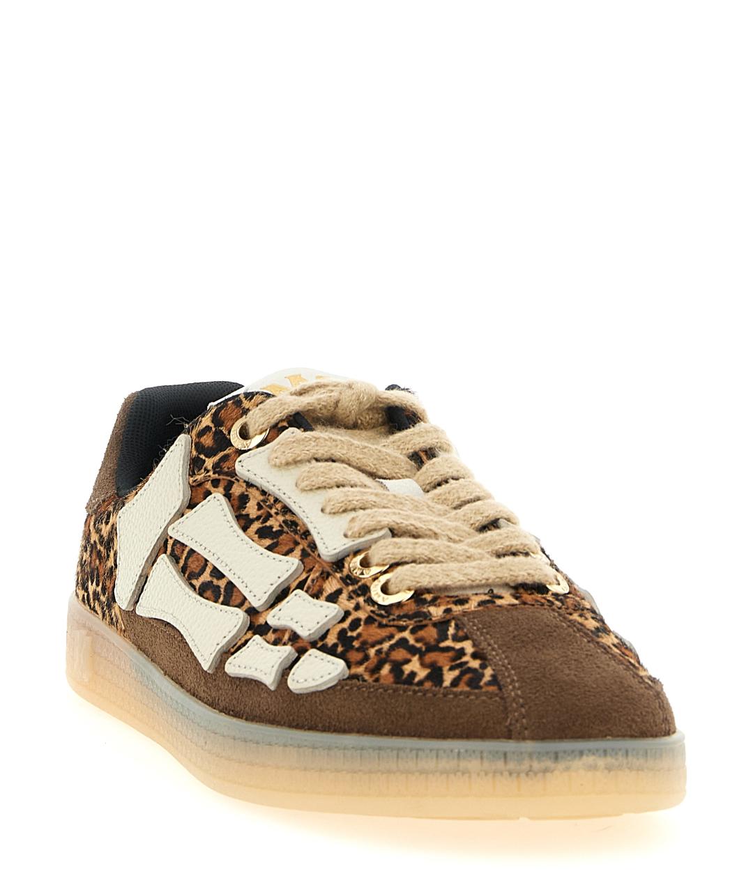 AMIRI Коричневые кожаные низкие кроссовки / кеды, фото 2