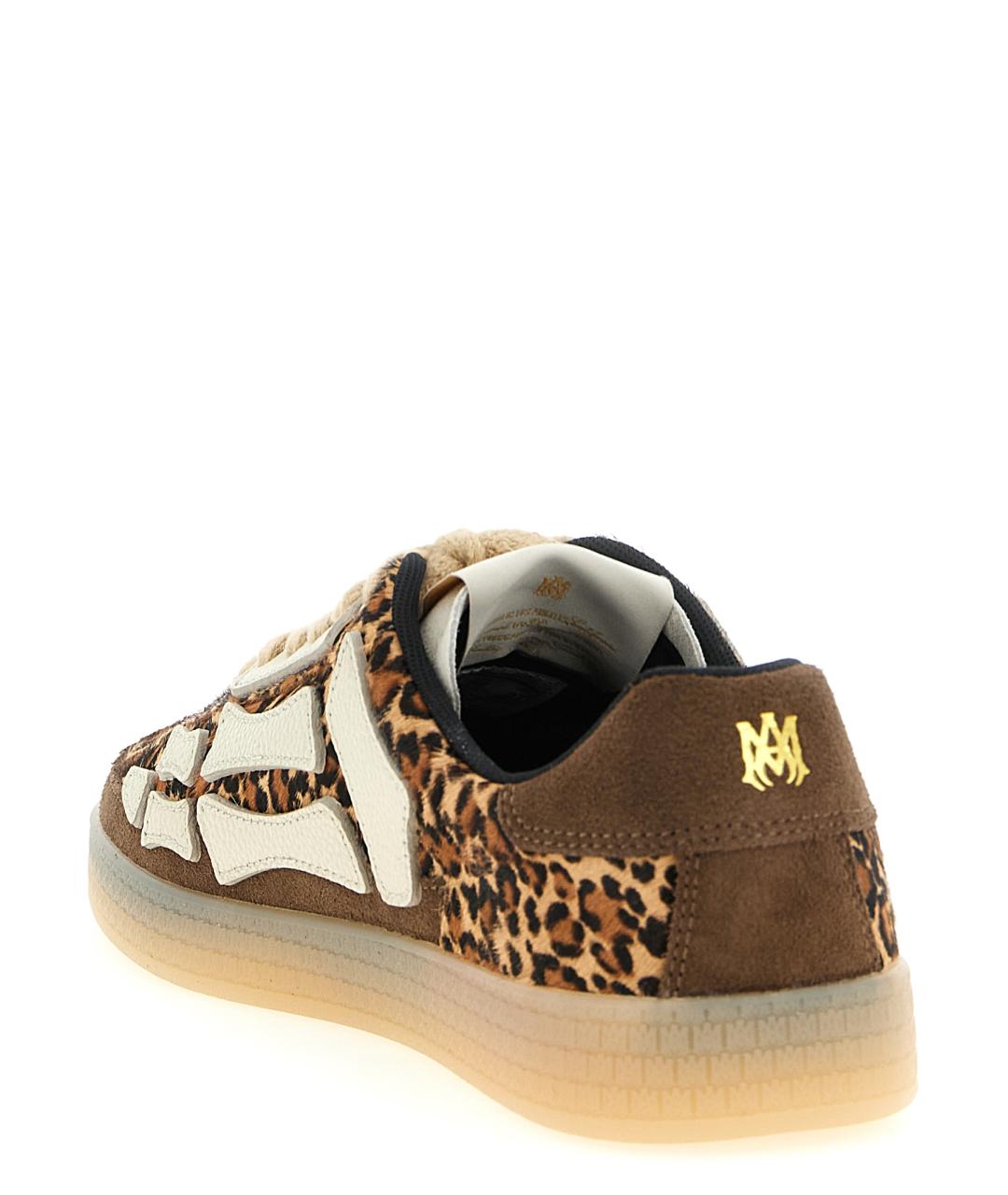 AMIRI Коричневые кожаные низкие кроссовки / кеды, фото 3