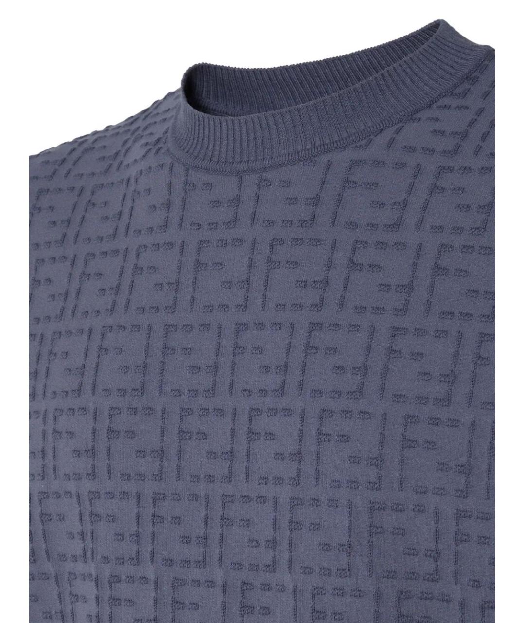 FENDI Синий хлопковый джемпер / свитер, фото 3