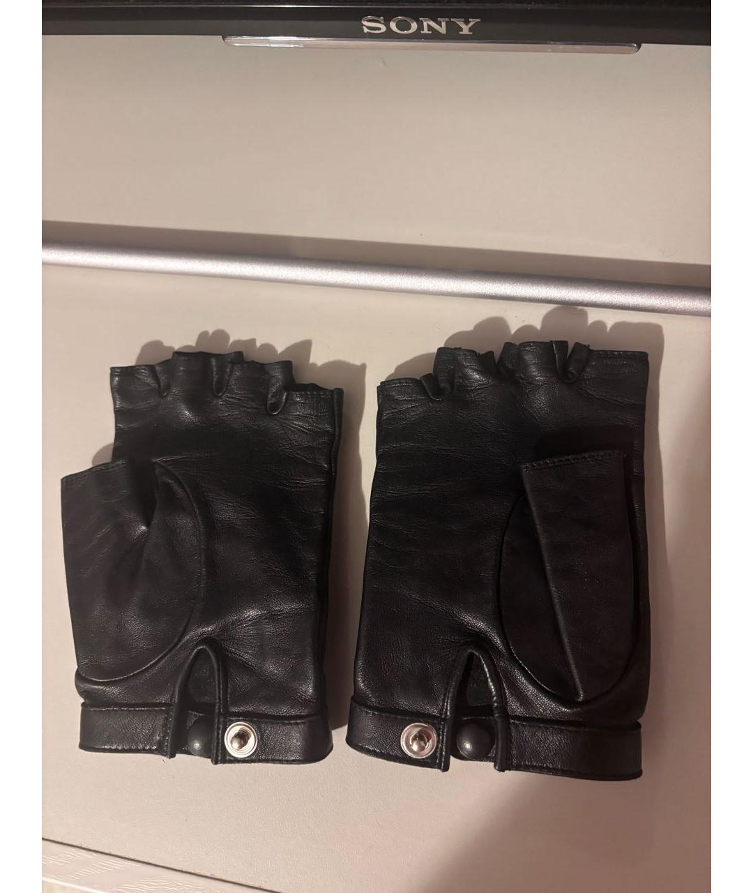 CHANEL Черные кожаные митенки, фото 2