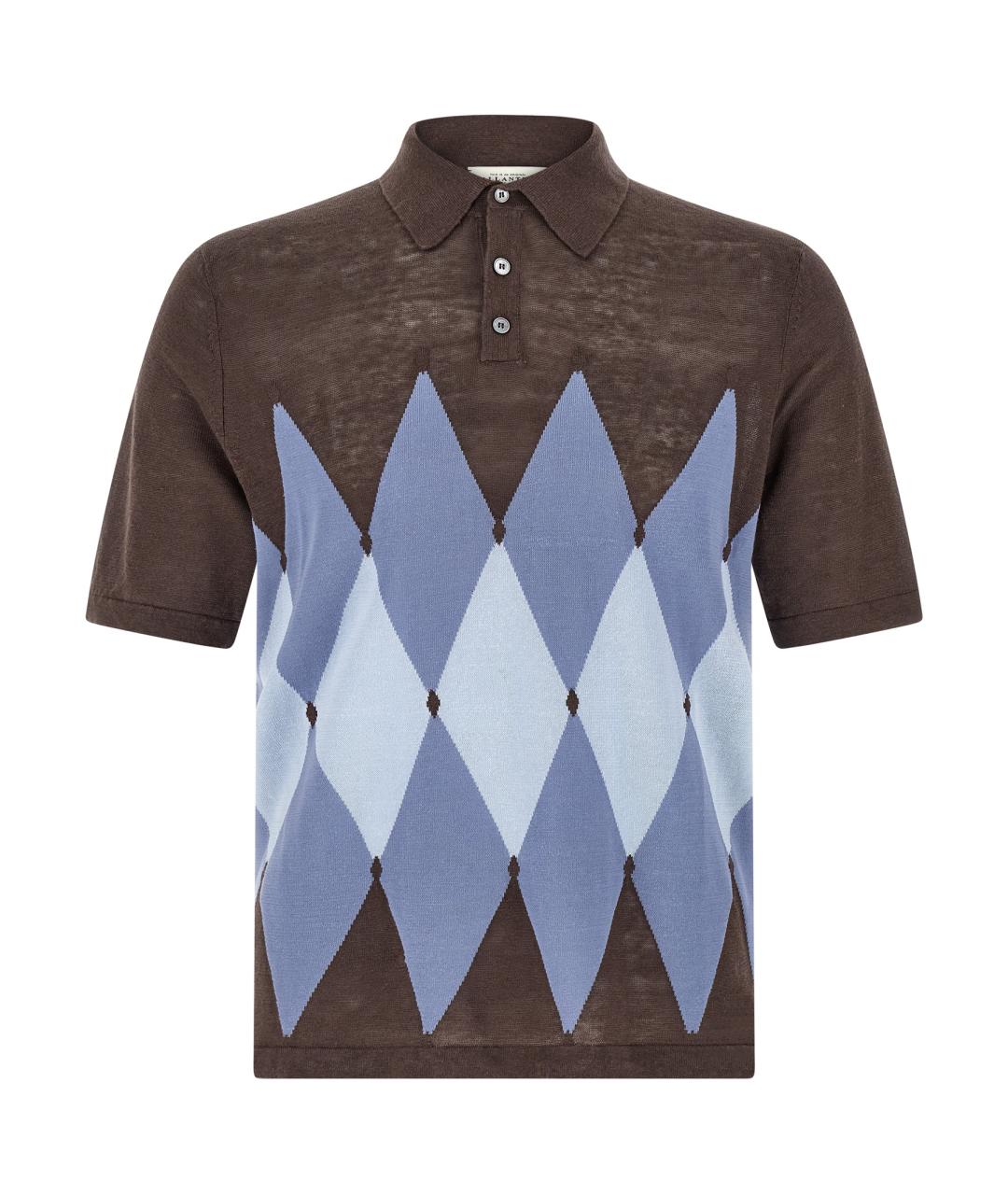 BALLANTYNE Коричневое хлопковое поло с коротким рукавом, фото 1