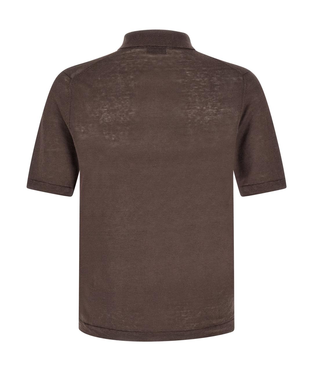 BALLANTYNE Коричневое хлопковое поло с коротким рукавом, фото 2