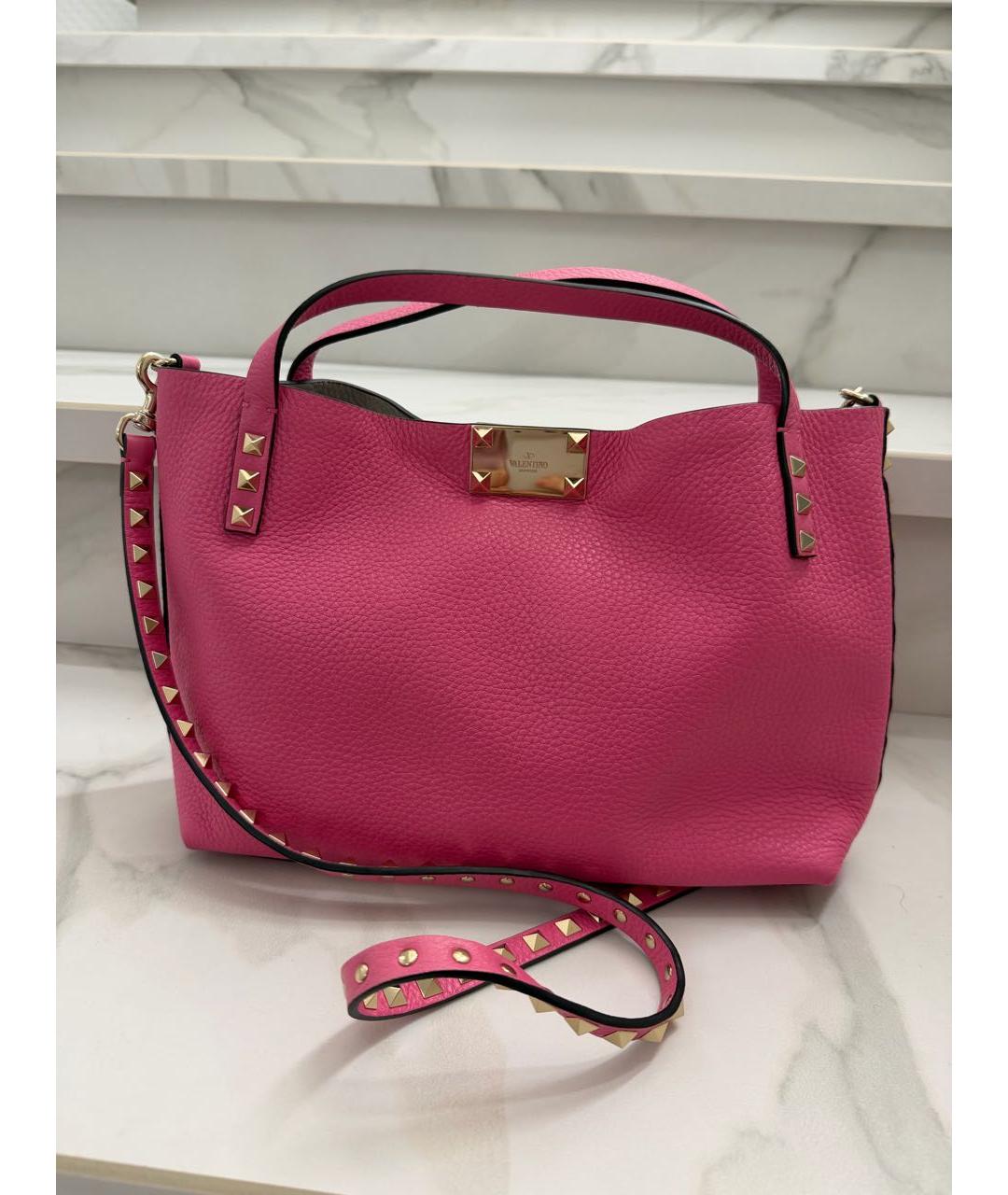 VALENTINO Фуксия кожаная сумка через плечо, фото 6