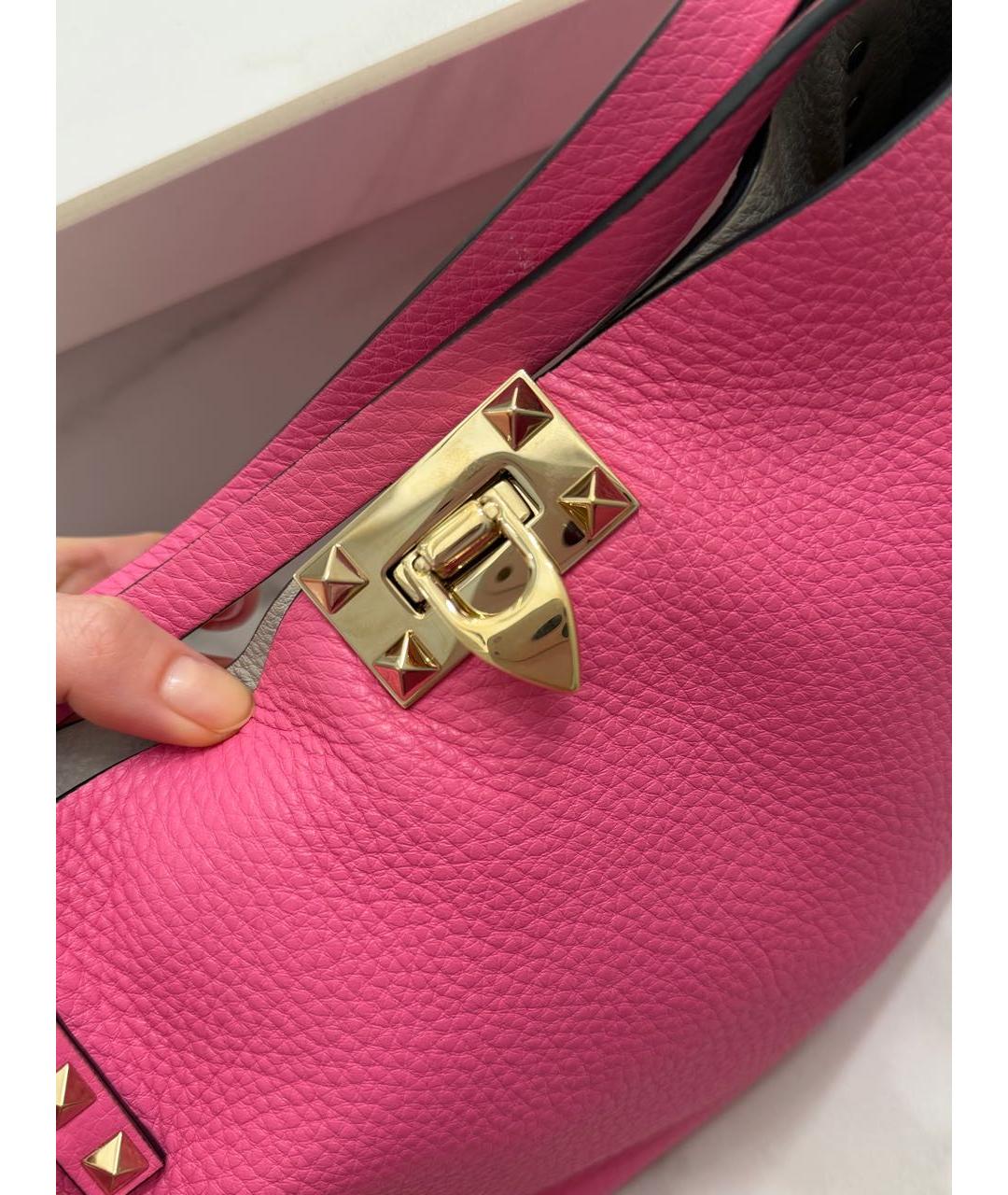 VALENTINO Фуксия кожаная сумка через плечо, фото 5