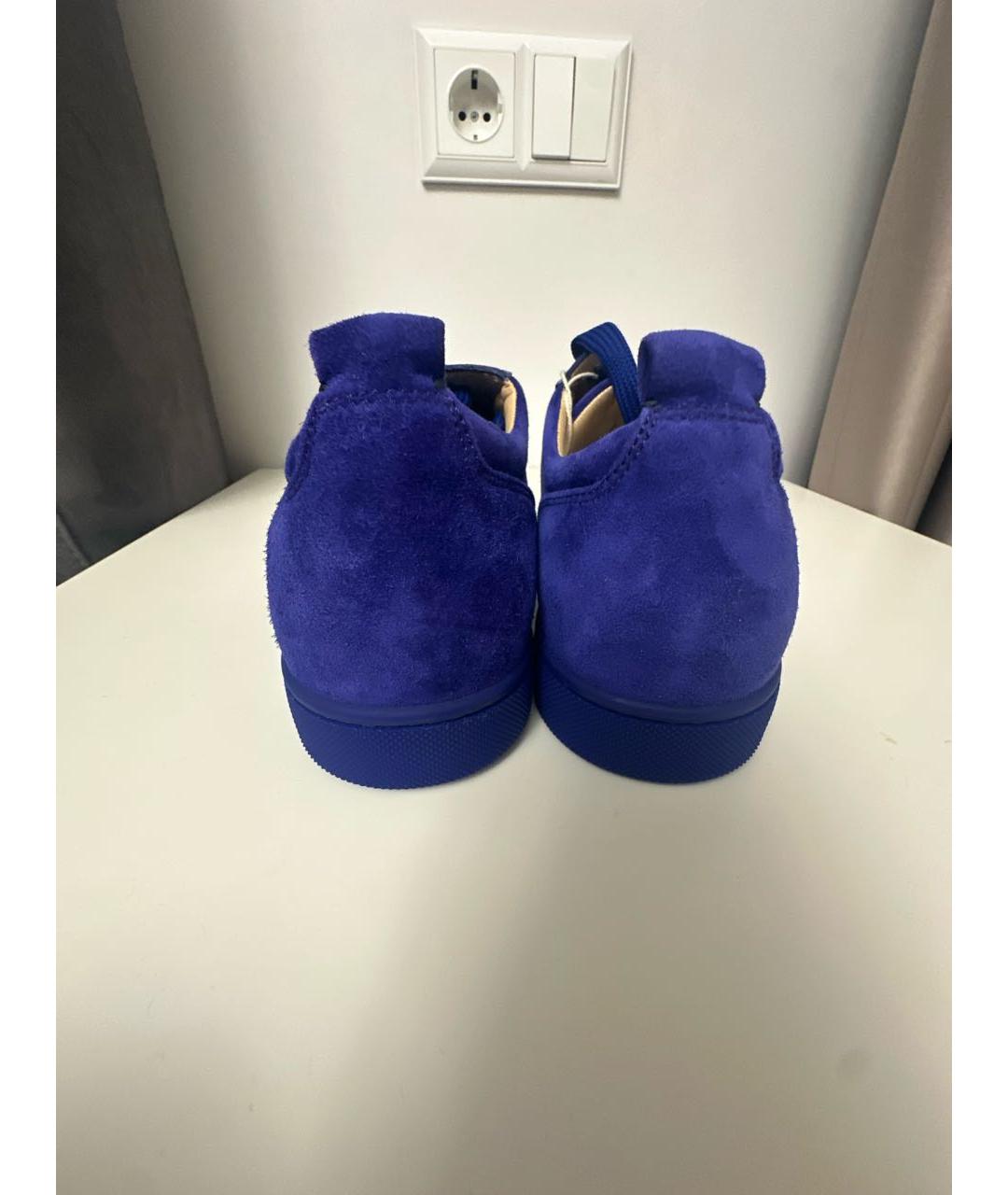 CHRISTIAN LOUBOUTIN Синие замшевые кроссовки, фото 4