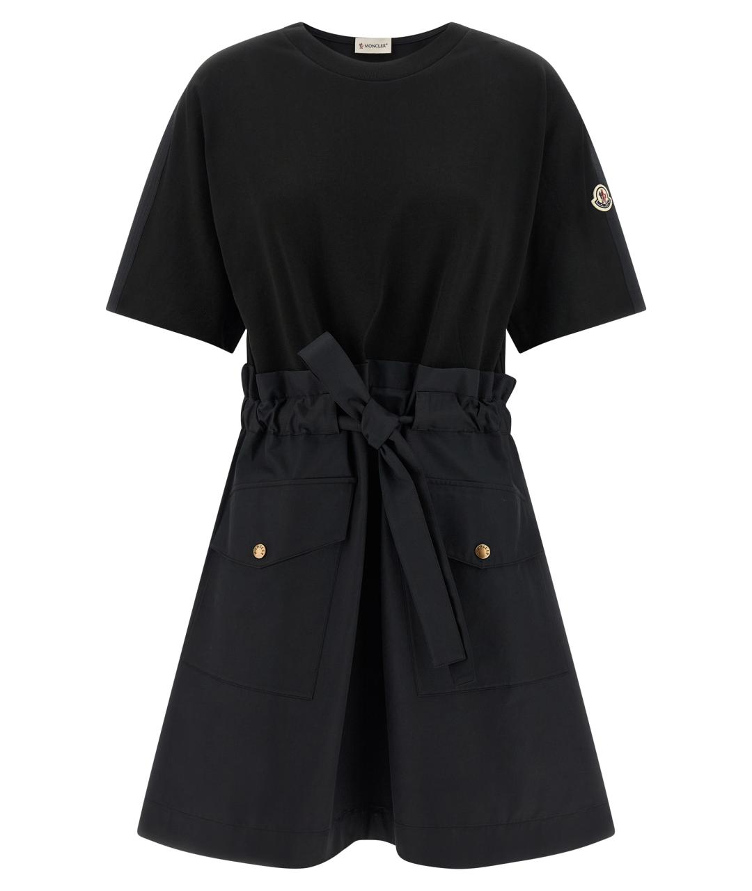 MONCLER Черное хлопковое повседневное платье, фото 1