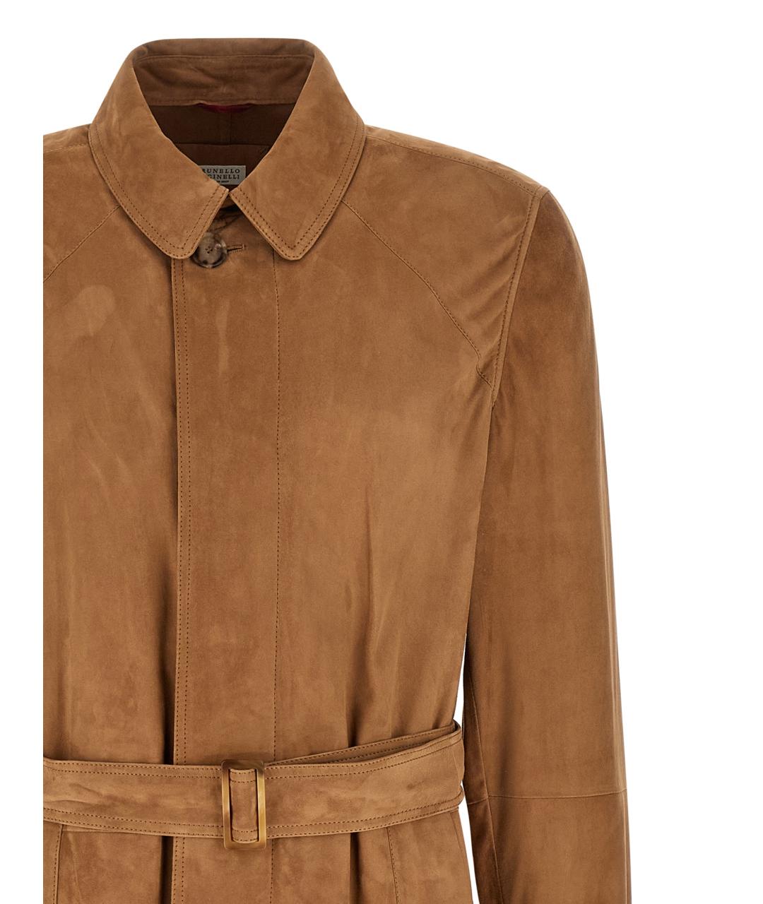 BRUNELLO CUCINELLI Бежевый замшевый тренч / плащ, фото 3