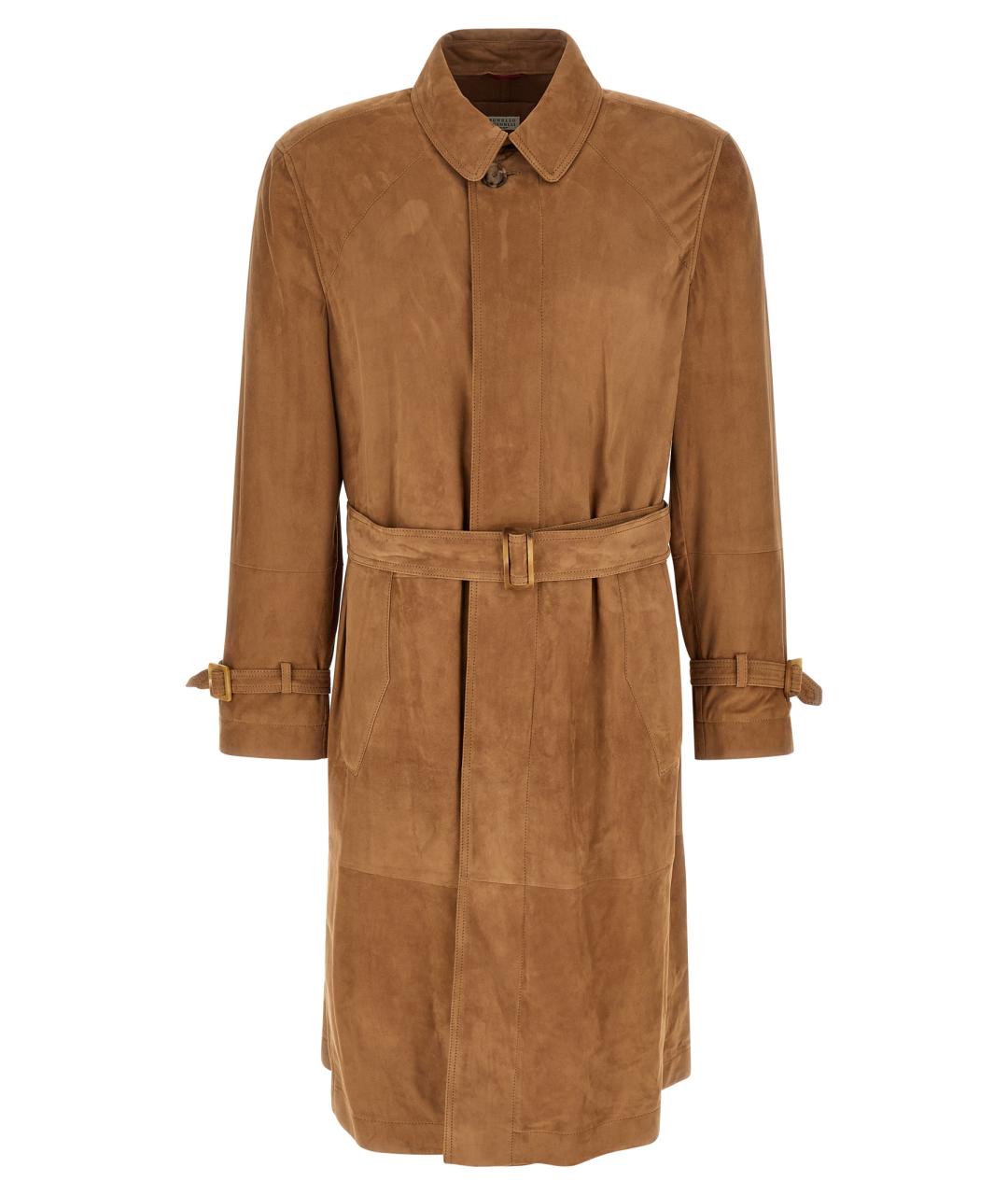 BRUNELLO CUCINELLI Бежевый замшевый тренч / плащ, фото 1