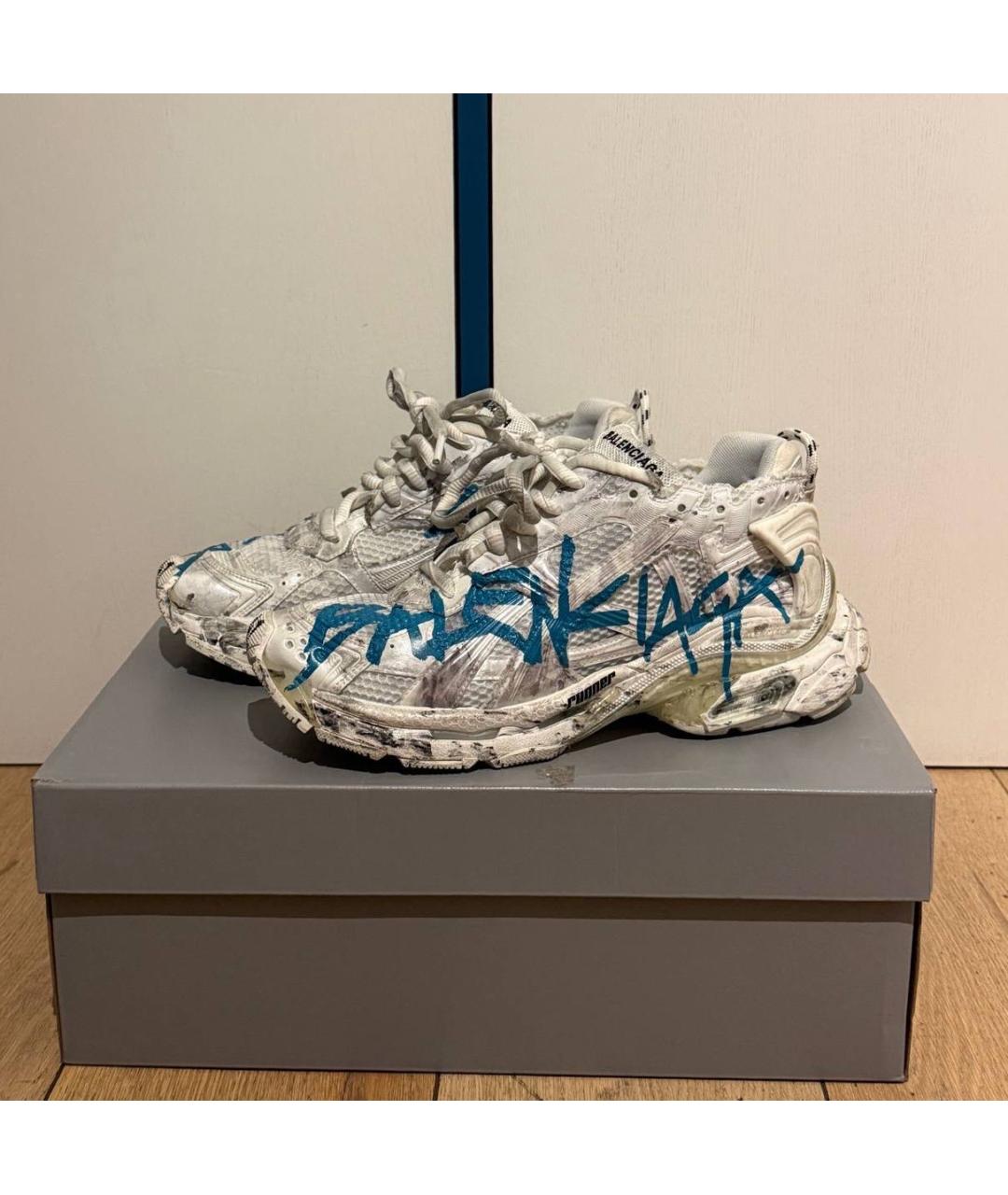 BALENCIAGA Белые текстильные высокие кроссовки / кеды, фото 2