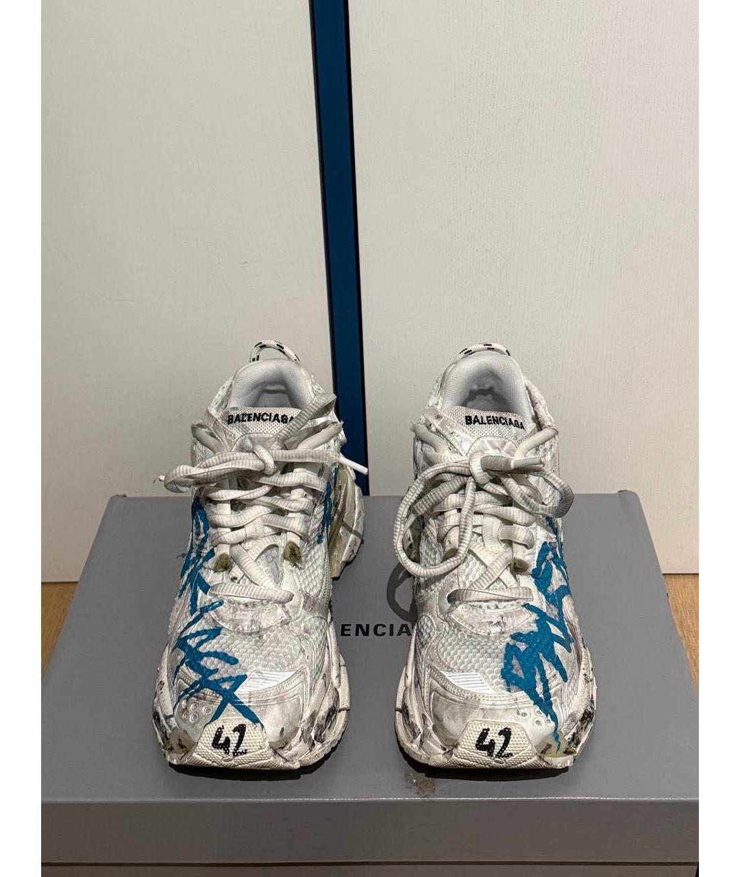 BALENCIAGA Белые текстильные высокие кроссовки / кеды, фото 3