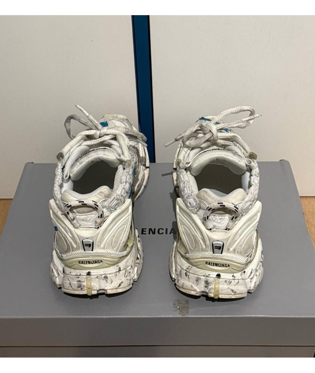 BALENCIAGA Белые текстильные высокие кроссовки / кеды, фото 4