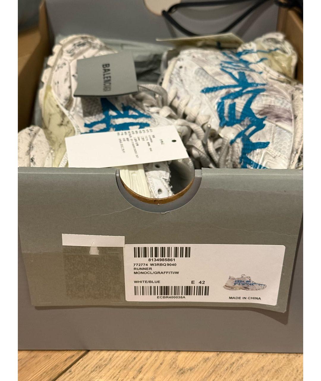 BALENCIAGA Белые текстильные высокие кроссовки / кеды, фото 6