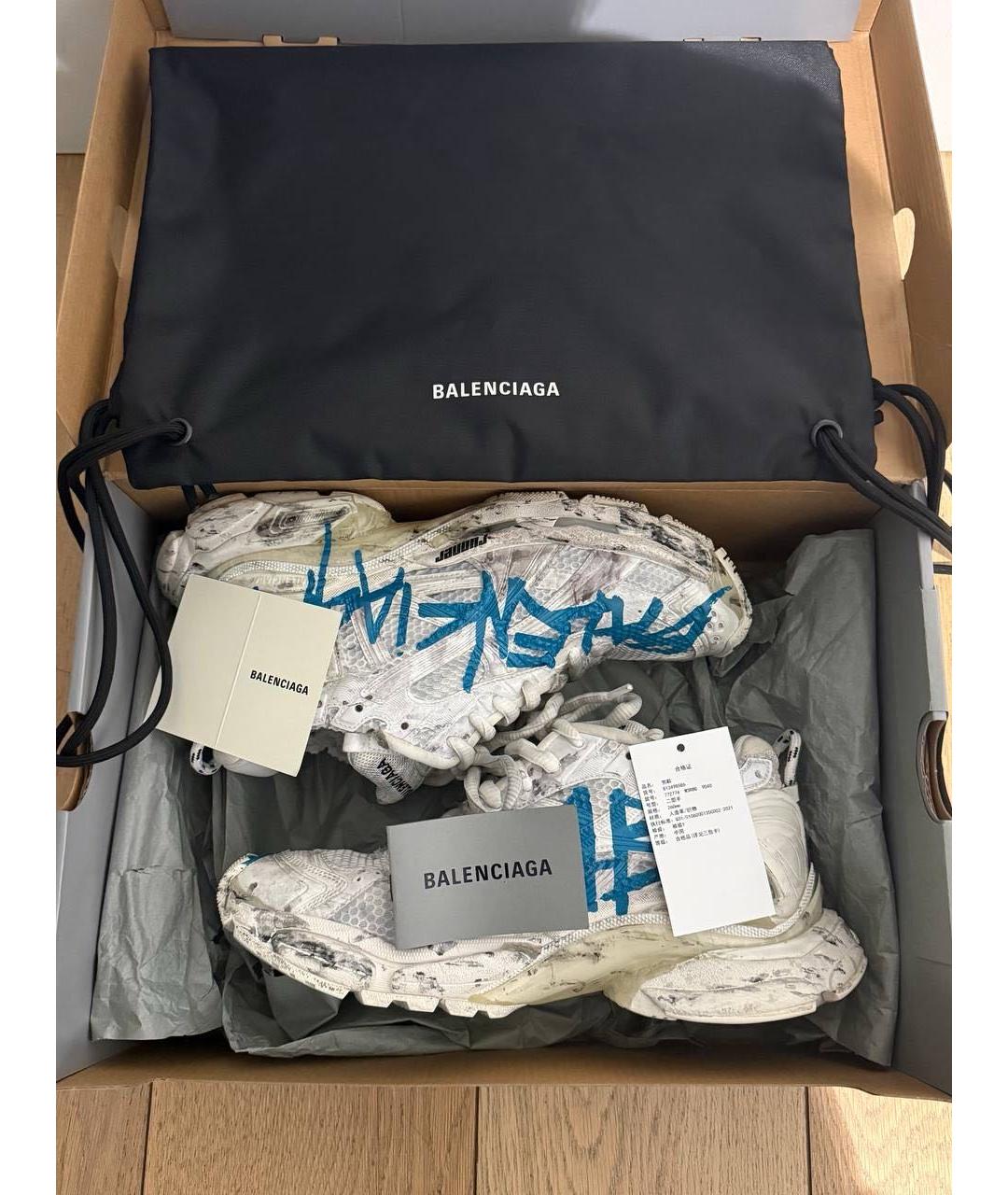 BALENCIAGA Белые текстильные высокие кроссовки / кеды, фото 5