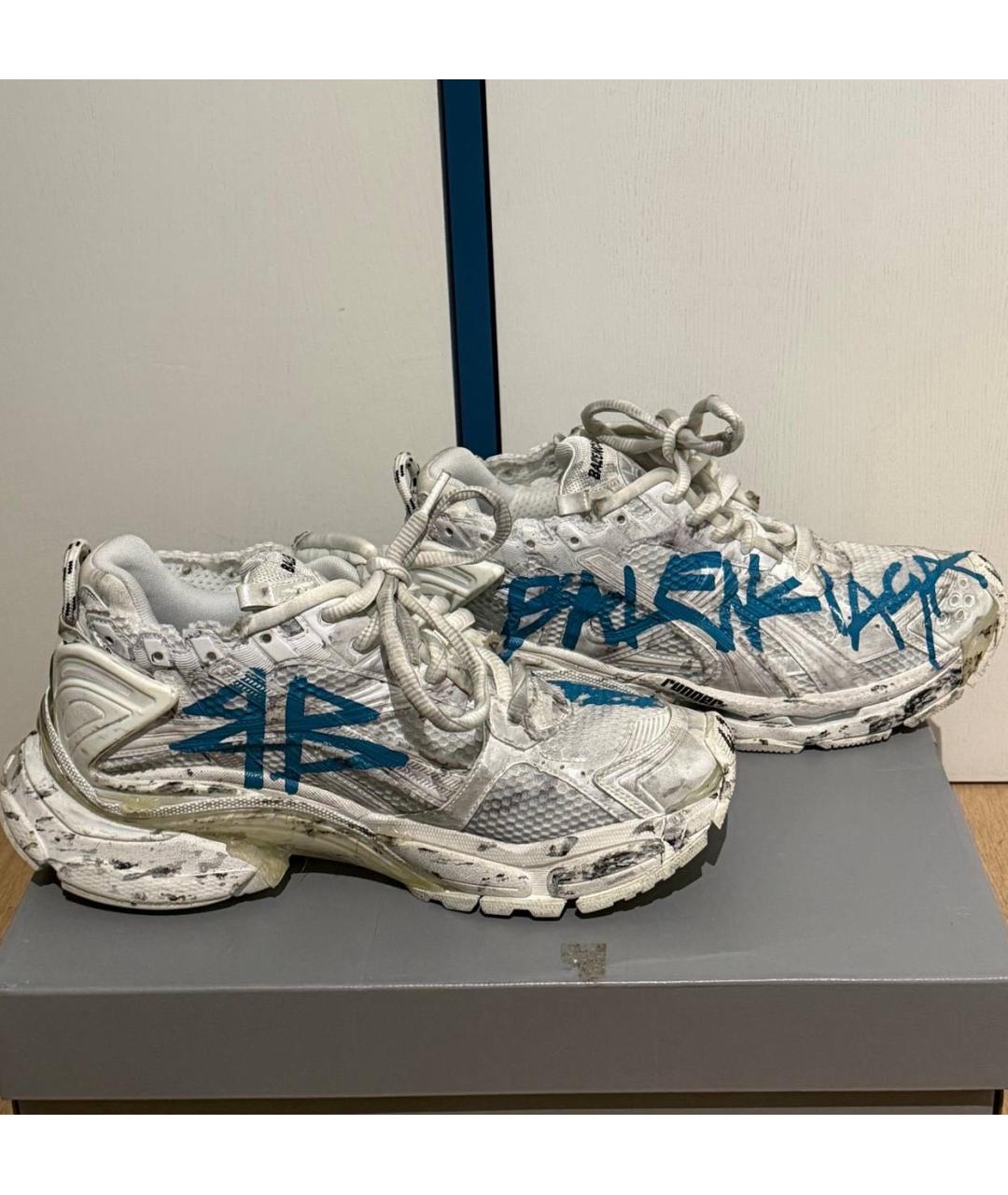 BALENCIAGA Белые текстильные высокие кроссовки / кеды, фото 9