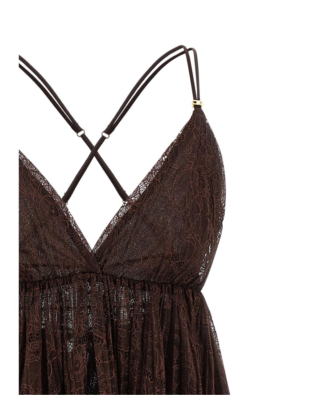 ELISABETTA FRANCHI Коричневое полиамидовое повседневное платье, фото 2