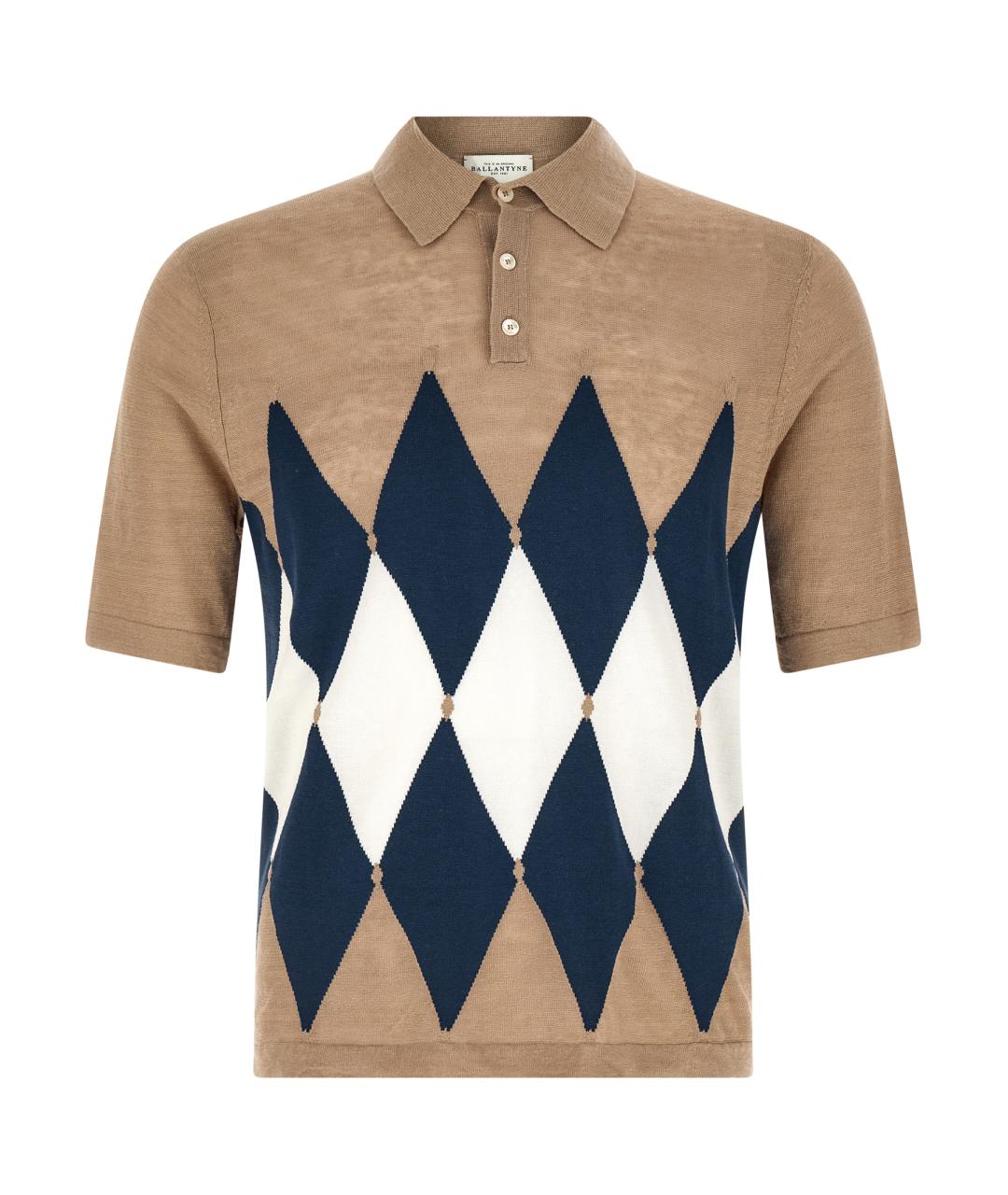 BALLANTYNE Бежевое хлопковое поло с коротким рукавом, фото 1