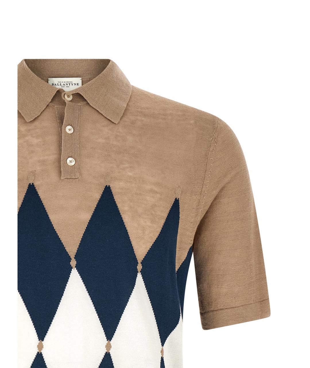 BALLANTYNE Бежевое хлопковое поло с коротким рукавом, фото 3