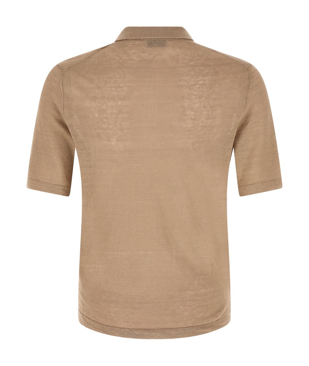 BALLANTYNE Бежевое хлопковое поло с коротким рукавом, фото 2