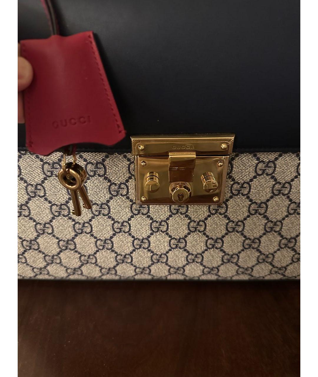 GUCCI Темно-синяя кожаная сумка с короткими ручками, фото 5