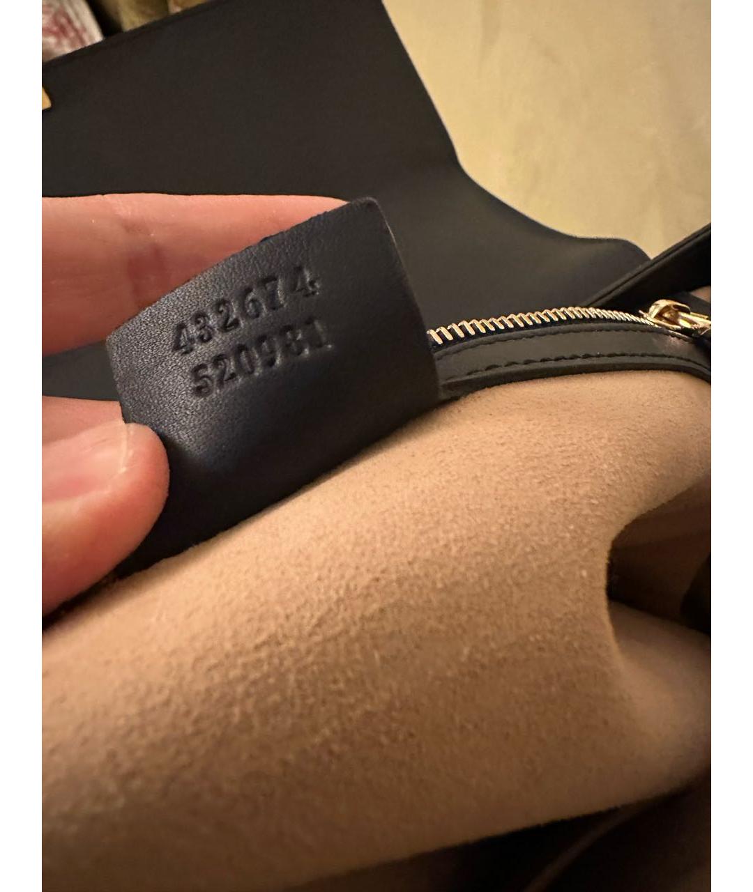 GUCCI Темно-синяя кожаная сумка с короткими ручками, фото 7