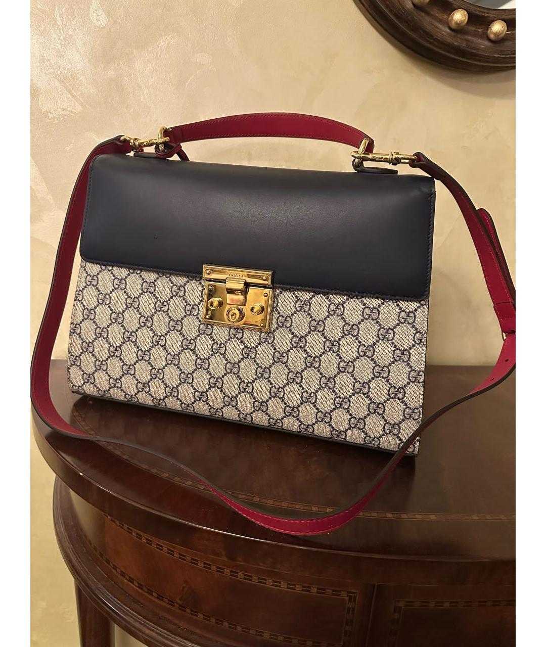 GUCCI Темно-синяя кожаная сумка с короткими ручками, фото 9