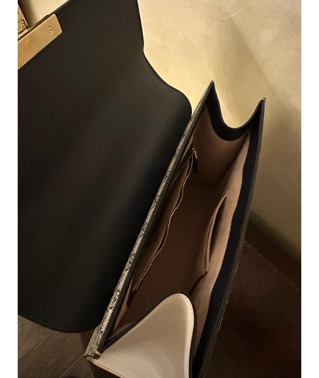 GUCCI Темно-синяя кожаная сумка с короткими ручками, фото 4