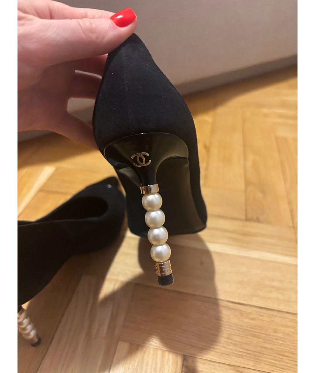 CHANEL Черные замшевые туфли, фото 5