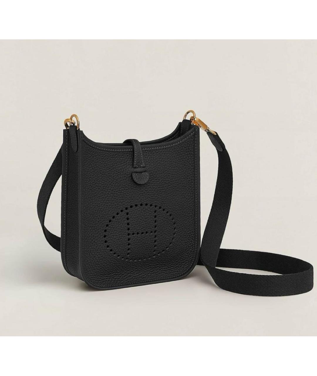 HERMES Черная кожаная сумка через плечо, фото 7