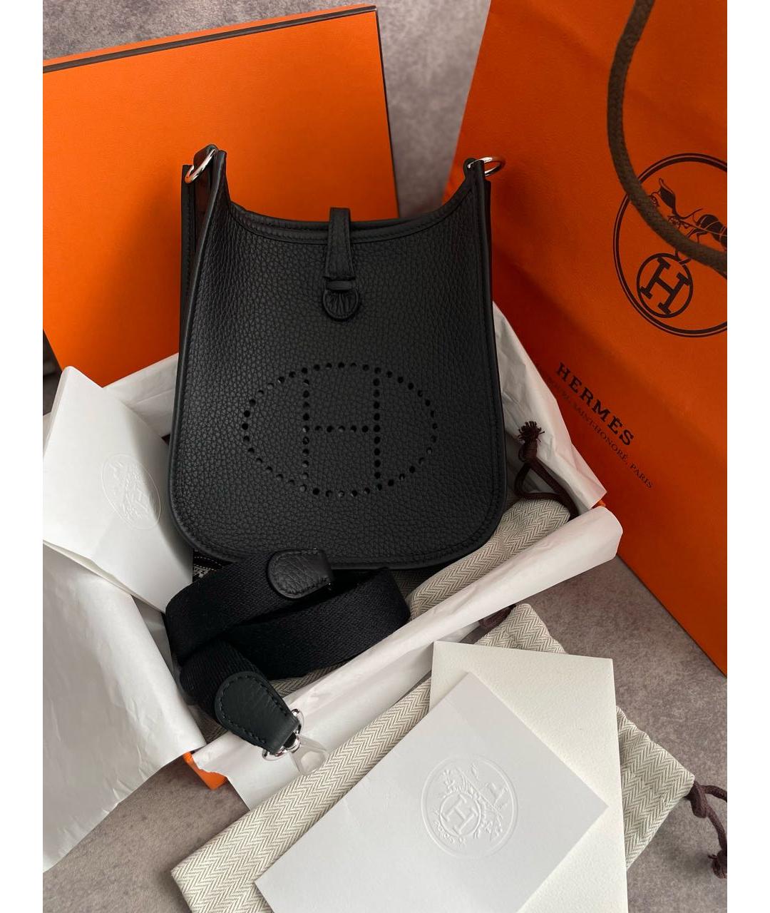 HERMES Черная кожаная сумка через плечо, фото 6