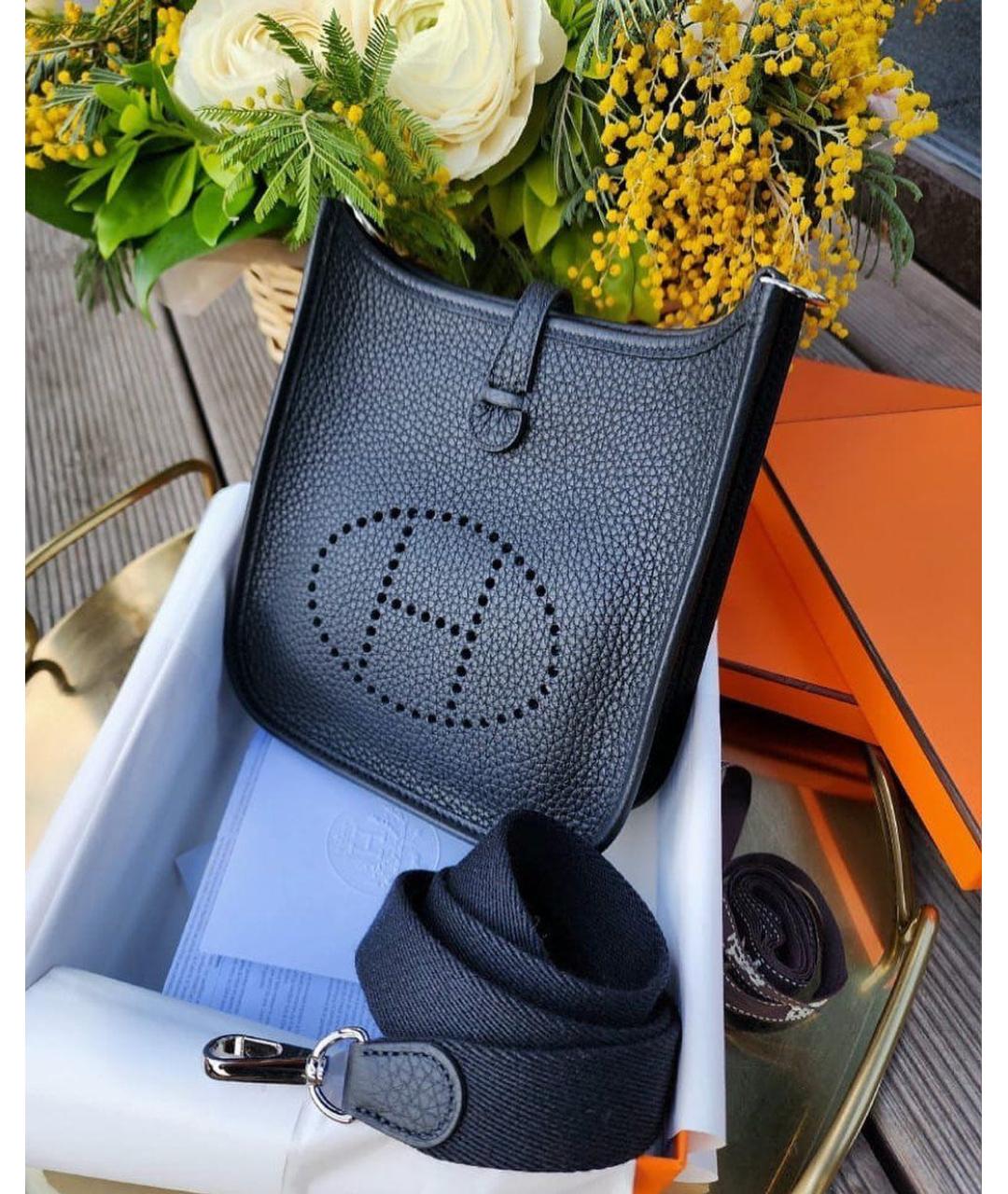 HERMES Черная кожаная сумка через плечо, фото 5