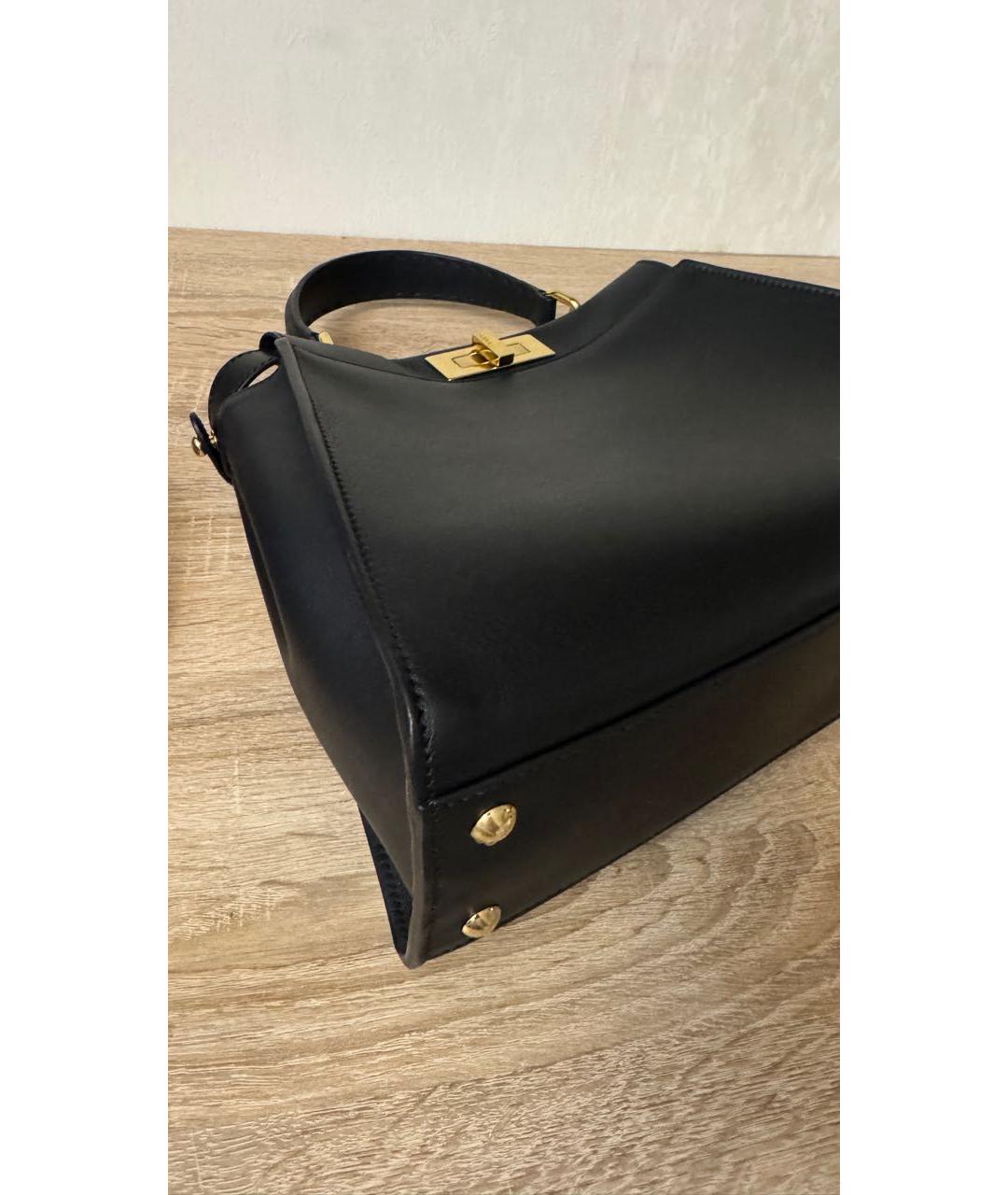 FENDI Черная кожаная сумка с короткими ручками, фото 4