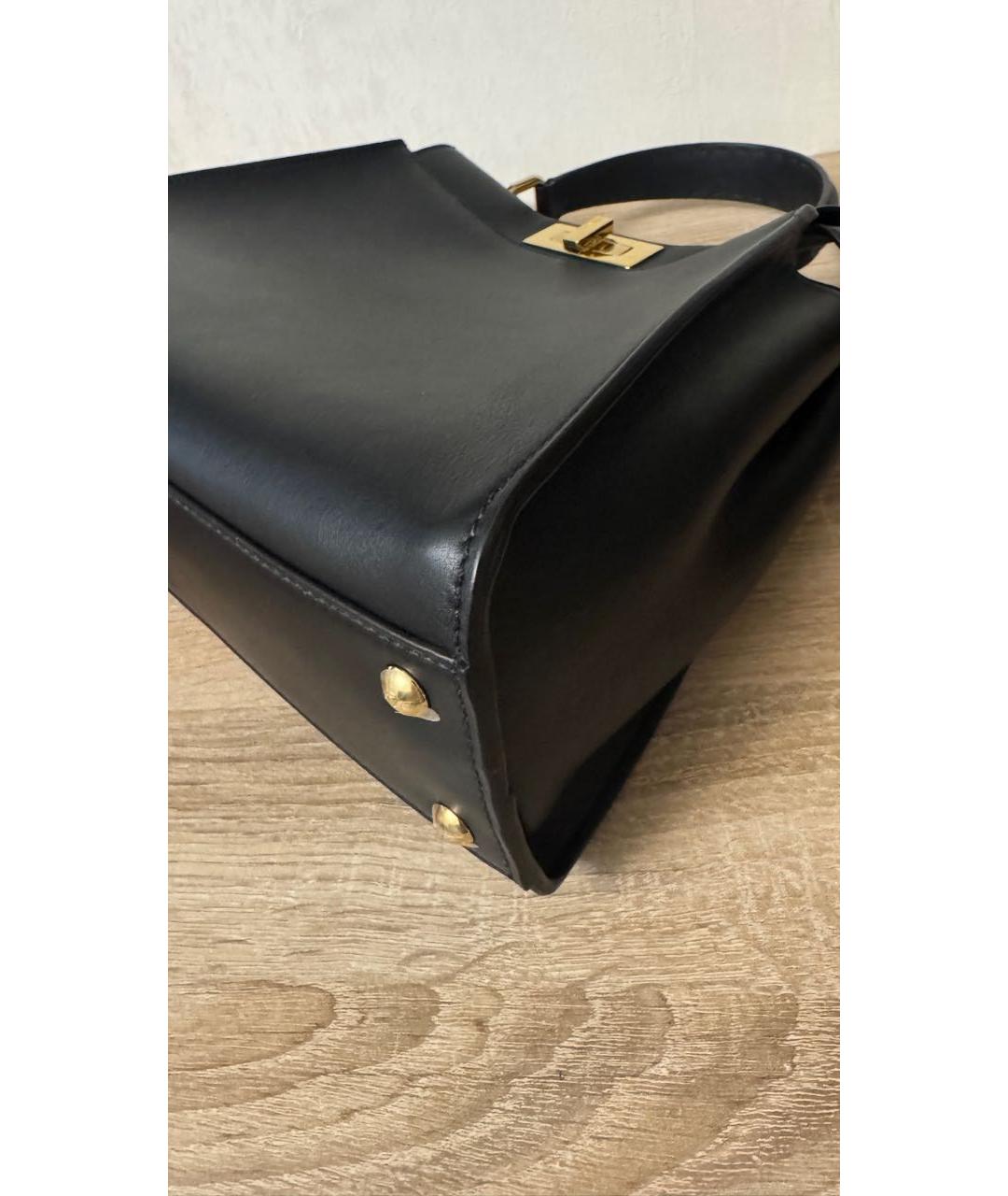 FENDI Черная кожаная сумка с короткими ручками, фото 3