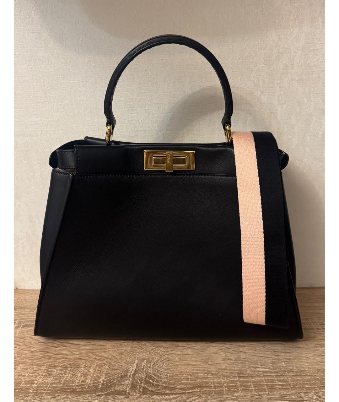 FENDI Черная кожаная сумка с короткими ручками, фото 2
