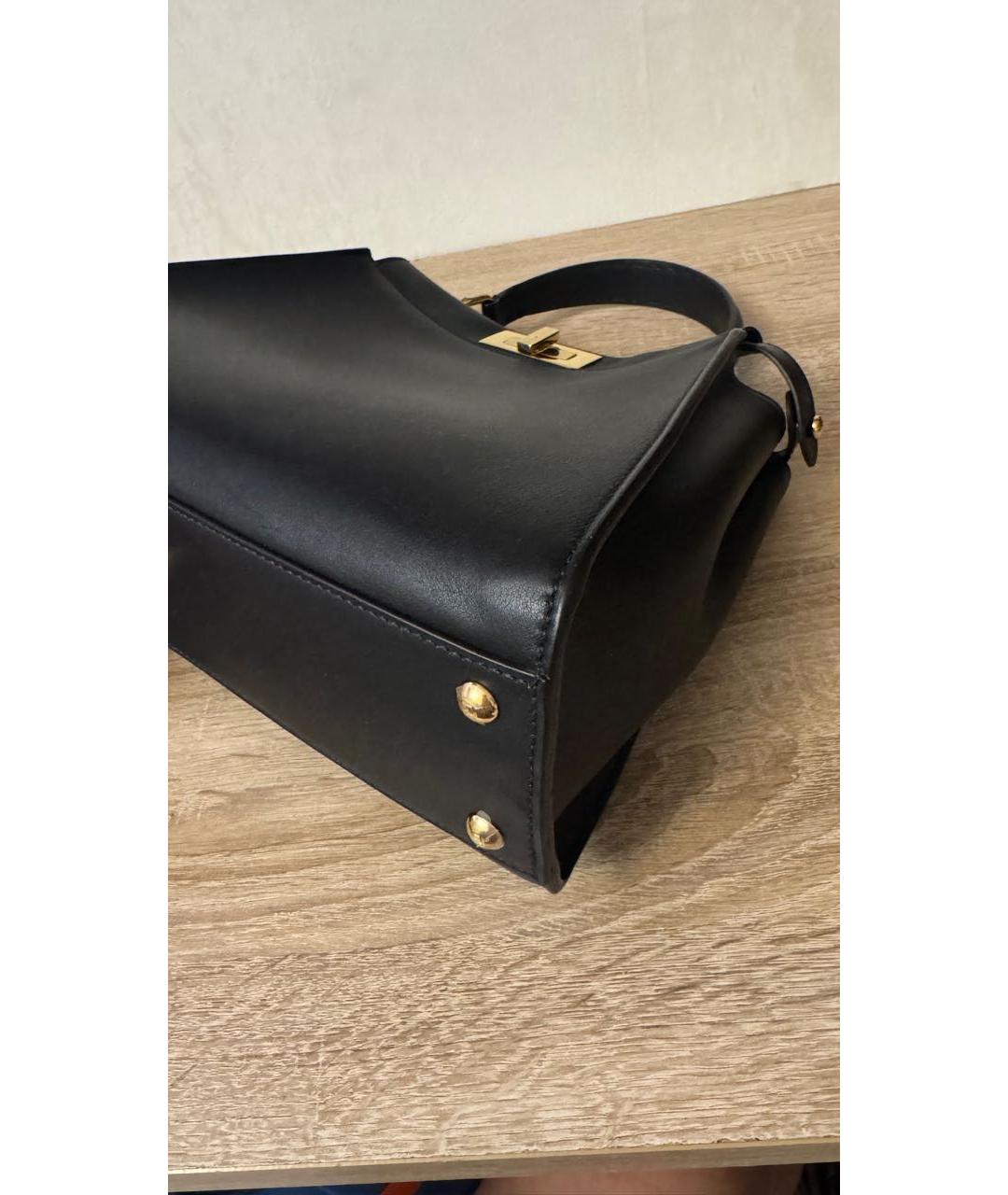 FENDI Черная кожаная сумка с короткими ручками, фото 5