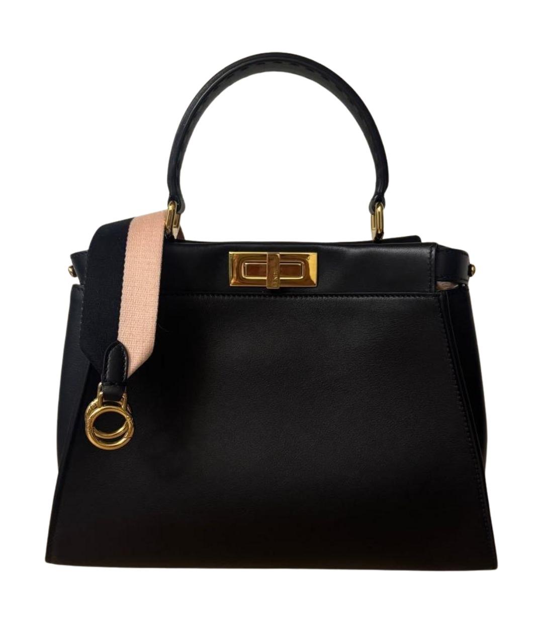 FENDI Черная кожаная сумка с короткими ручками, фото 1