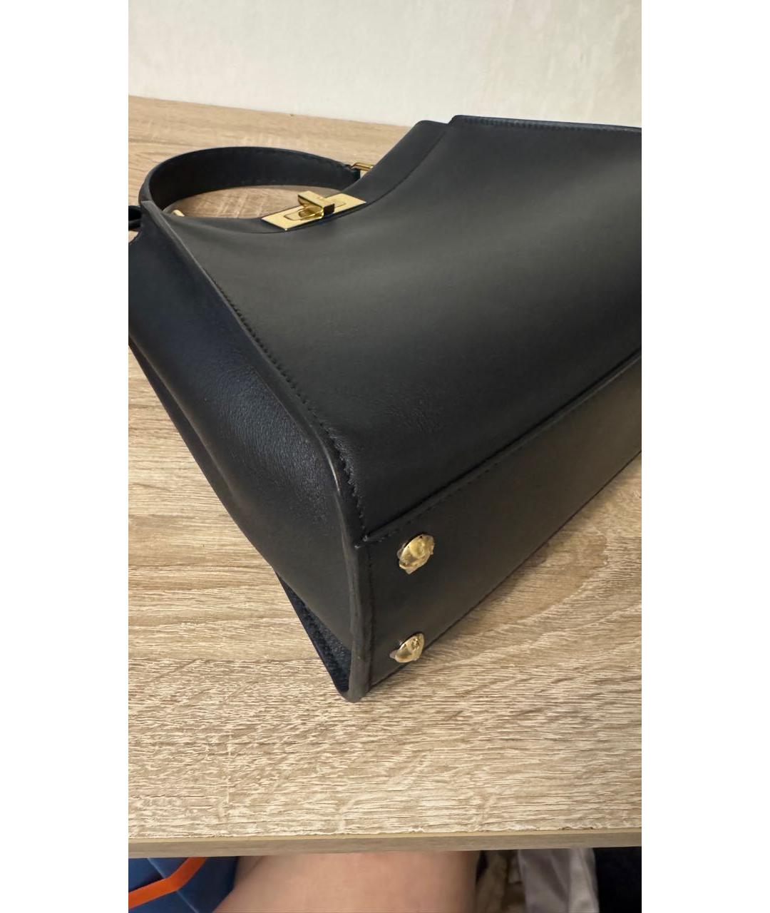 FENDI Черная кожаная сумка с короткими ручками, фото 6