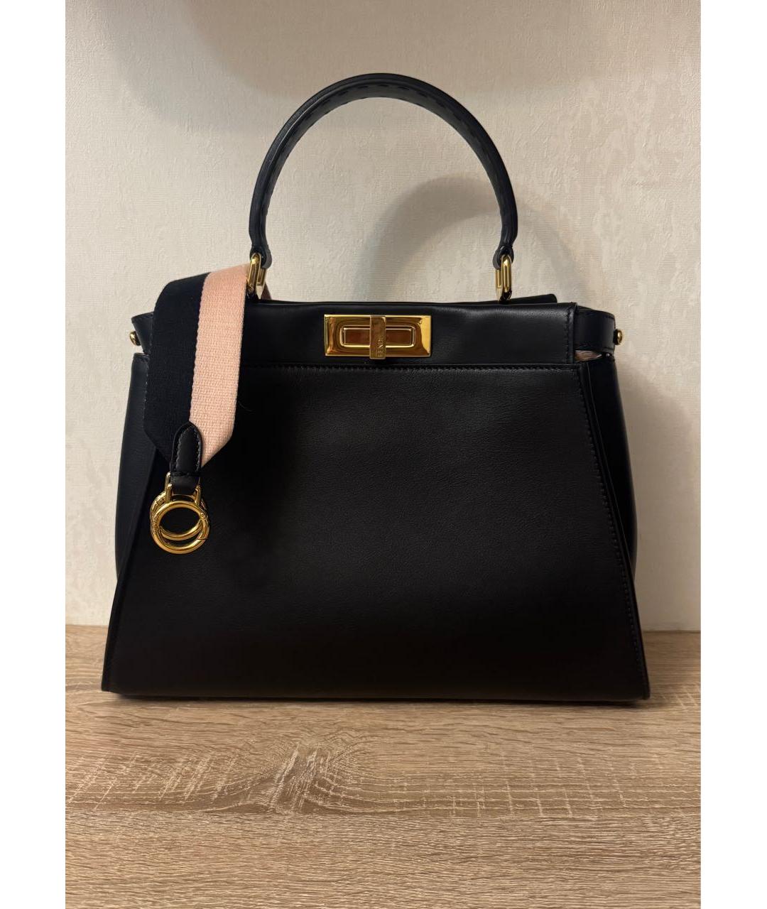 FENDI Черная кожаная сумка с короткими ручками, фото 8