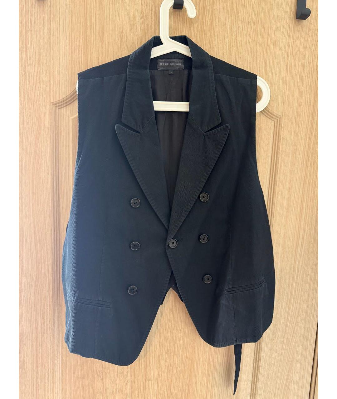 ANN DEMEULEMEESTER Черный хлопковый жилет, фото 5