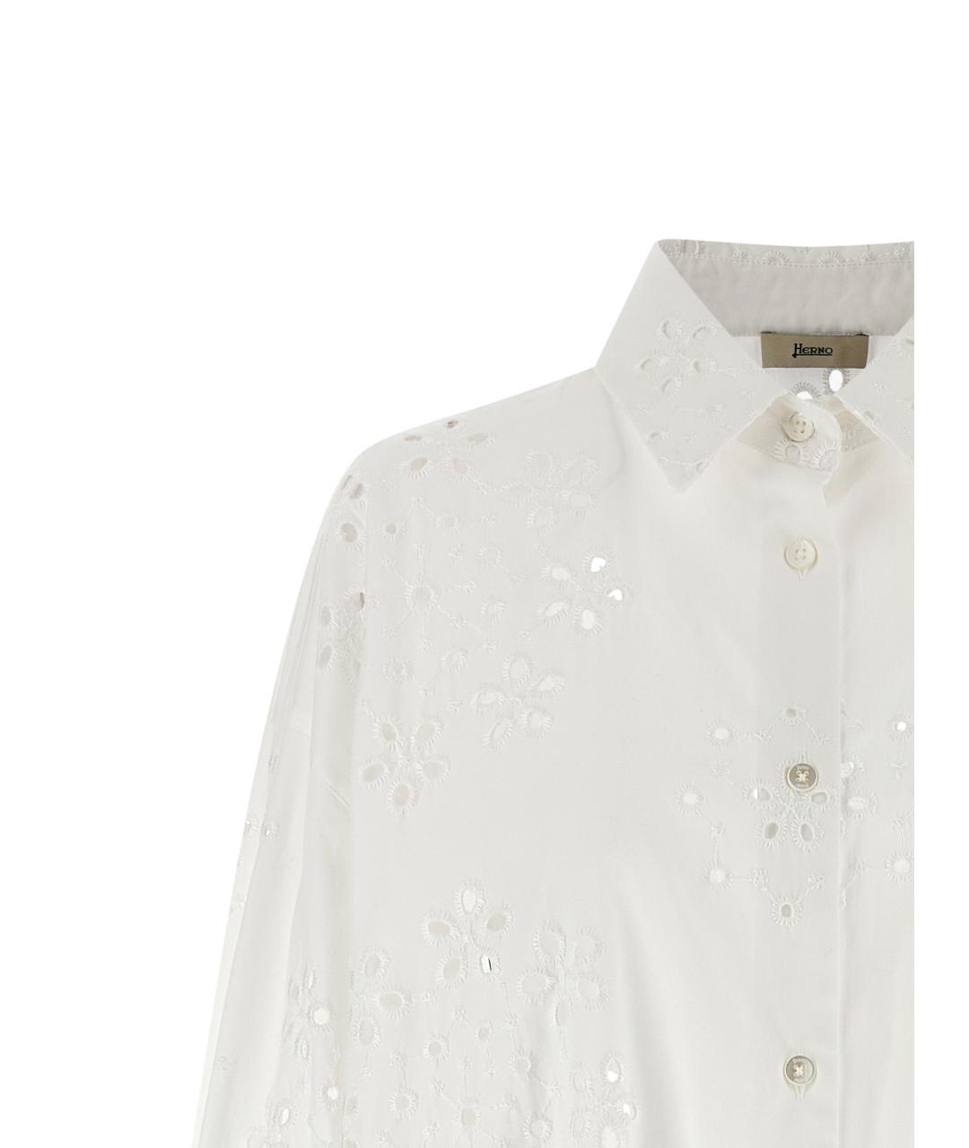 HERNO Белая хлопковая рубашка, фото 3