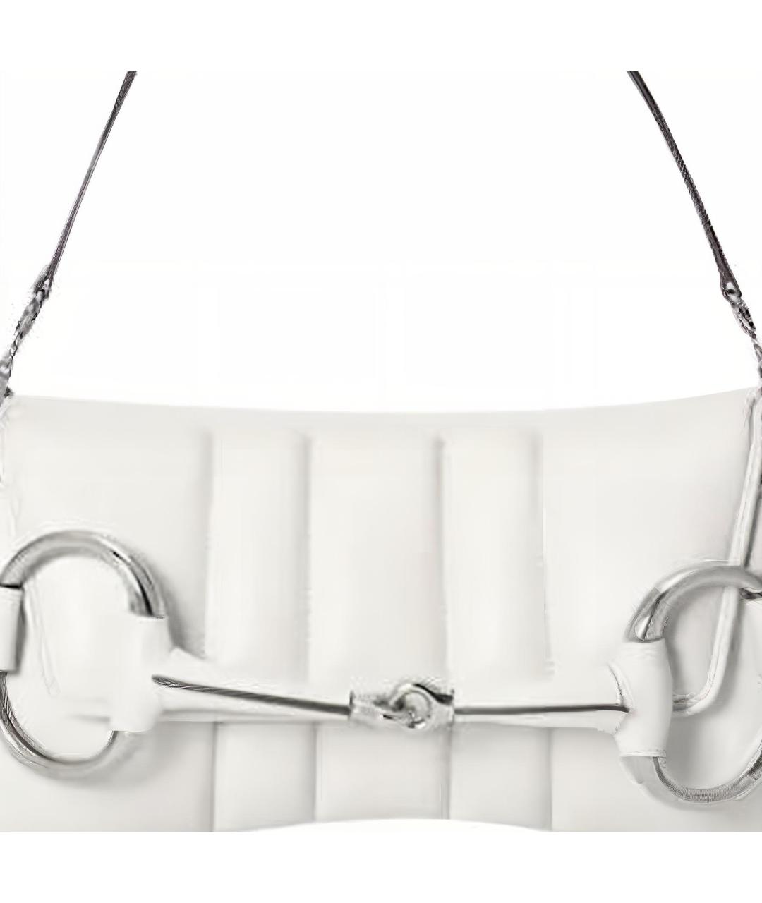 GUCCI Белая кожаная сумка с короткими ручками, фото 2