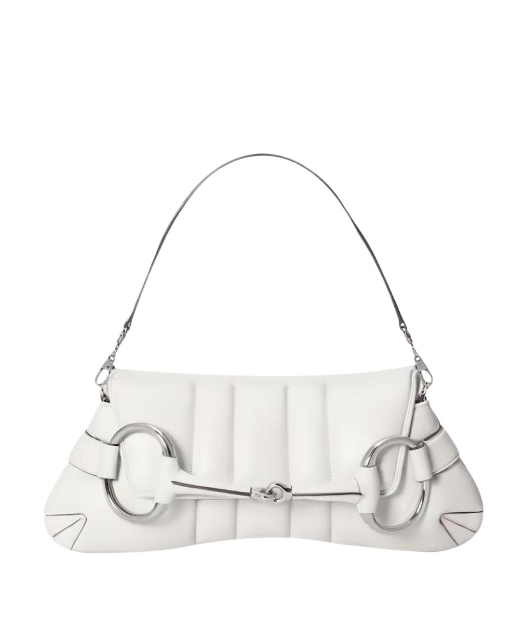 GUCCI Белая кожаная сумка с короткими ручками, фото 1