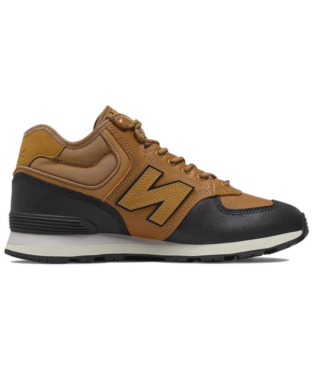 NEW BALANCE Коричневые кожаные кроссовки, фото 1