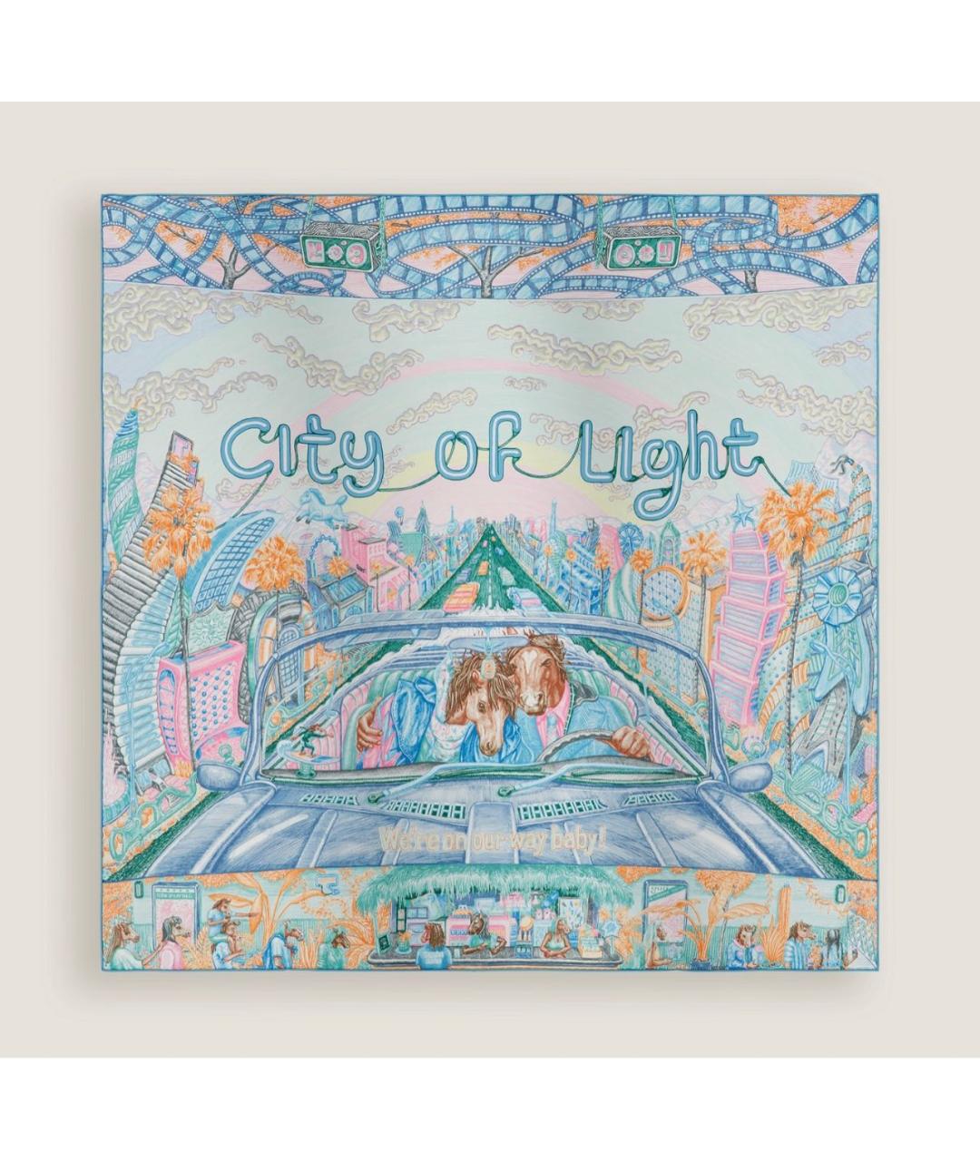 HERMES Голубой шелковый платок, фото 5