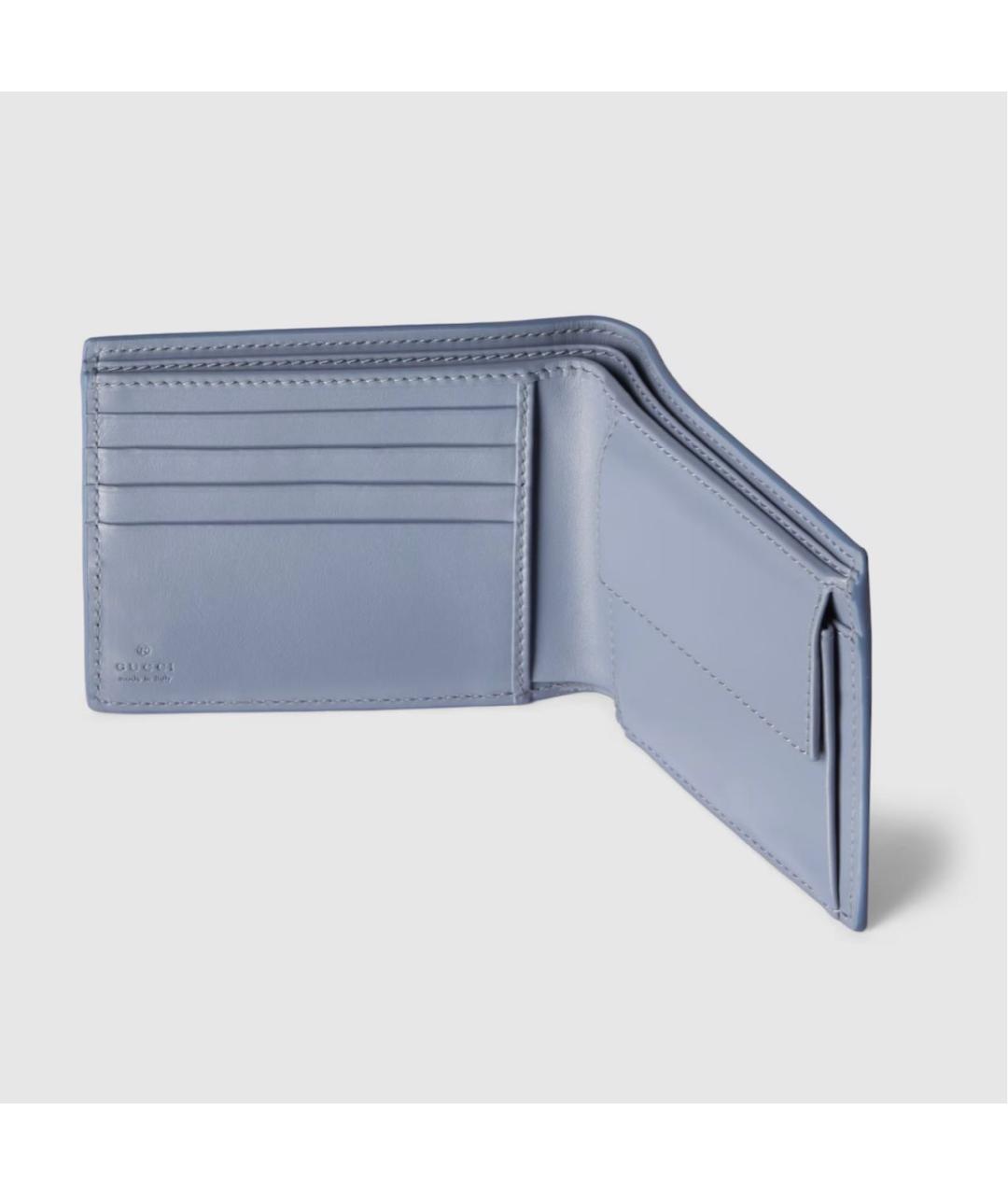 GUCCI Темно-синий кожаный кошелек, фото 4