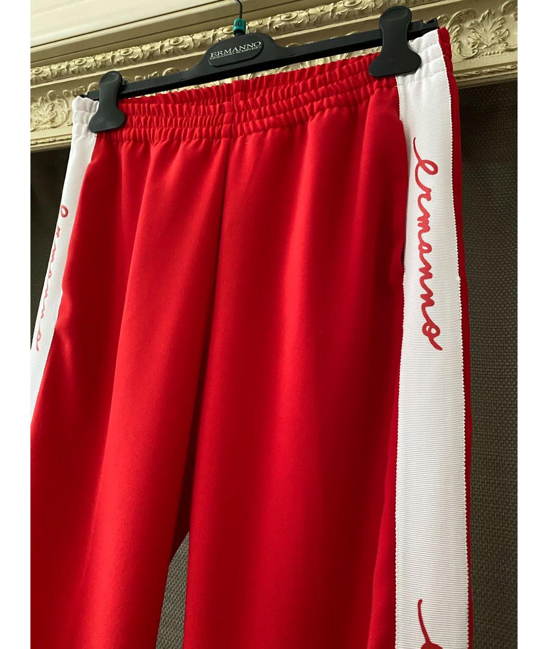 ERMANNO SCERVINO Красные полиэстеровые прямые брюки, фото 6